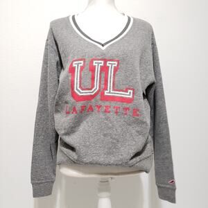NEW!! League91 SIZE S LU Lafayette Univ College V-Neck Gray Pullover Sweatshirt